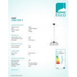 EGLO 49487 | Carlton Eglo visiace svietidlo 1x E27 čierna