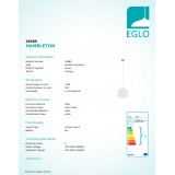 EGLO 49489 | Hambleton Eglo visiace svietidlo 1x E27 matný nikel, biela
