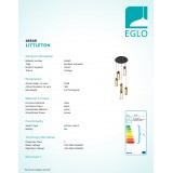 EGLO 49549 | Littleton Eglo visiace svietidlo 6x E27 čierna, hnedá, drevo