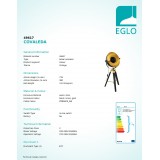 EGLO 49617 | Covaleda Eglo stolové svietidlo 73,5cm prepínač na vedení otočné prvky 1x E27 čierna, mosadz, zlatý