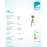 EGLO 49618 | Covaleda Eglo stojaté svietidlo 164cm prepínač na vedení otočné prvky 1x E27 čierna, mosadz, zlatý