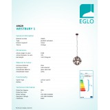 EGLO 49629 | Westbury-1 Eglo visiace svietidlo 1x E27 hrdzavo hnedé, biela