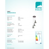 EGLO 49647 | Barnstaple Eglo visiace svietidlo 3x E27 antické hnedé, čierna, antický zinok