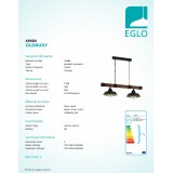 EGLO 49684 | Oldbury Eglo visiace svietidlo 2x E27 čierna, antické hnedé