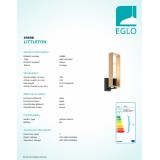 EGLO 49698 | Littleton Eglo rameno stenové svietidlo 1x E27 čierna, hnedá, drevo