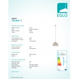EGLO 49717 | Talbot-2 Eglo visiace svietidlo 1x E27 antická biela