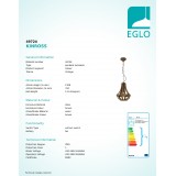 EGLO 49724 | Kinross Eglo visiace svietidlo 1x E27 čierna, hnedá, drevo