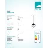 EGLO 49761 | Embleton Eglo visiace svietidlo 1x E27 čierna
