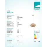 EGLO 49771 | Amsfield Eglo visiace svietidlo 1x E27 hnedá, natur