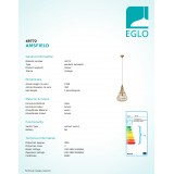 EGLO 49772 | Amsfield Eglo visiace svietidlo 1x E27 hnedá, natur