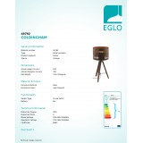 EGLO 49792 | Coldingham Eglo stolové svietidlo 67cm prepínač na vedení 1x E27 hrdzavo hnedé