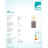 EGLO 49812 | Prestwick Eglo stolové svietidlo 13cm prepínač na vedení 1x E27 sivé