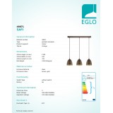 EGLO 49871 | Safi Eglo visiace svietidlo 3x E27 hnedá, zlatý