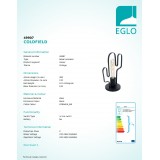 EGLO 49907 | Coldfield Eglo stolové svietidlo 30cm prepínač na vedení 1x E27 čierna