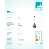 EGLO 49931 | Carlton-1 Eglo visiace svietidlo 1x E27 čierna, zlatý