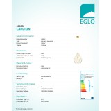 EGLO 49933 | Carlton Eglo visiace svietidlo 1x E27 zlatý, čierna
