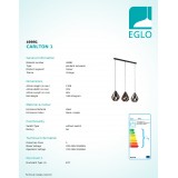EGLO 49991 | Carlton-1 Eglo visiace svietidlo 3x E27 čierna, mosadz