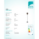 EGLO 49994 | Carlton-1 Eglo stojaté svietidlo 152,5cm nožný vypínač 1x E27 čierna, mosadz
