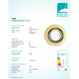 EGLO 5498 | EinbauSpoT12V Eglo zabudovateľné svietidlo 3 dielna súprava, sklápacie Ø85mm 3x GY6.35 mosadz