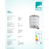 EGLO 75236 | Cerno1 Eglo stenové svietidlo 1x E27 320lm 3000K IP44