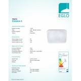 EGLO 75472 | Frania-S Eglo stenové, stropné svietidlo štvorec 1x LED 720lm 3000K biela, kryštálový efekt