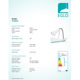 EGLO 81262 | Fabio Eglo štipcové svietidlo prepínač na vedení flexibilné 1x E14 biela, strieborný