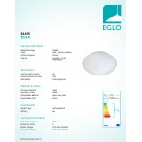 EGLO 81635 | Ella Eglo stenové, stropné svietidlo kruhový 1x E27 biela, matný opál