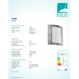 EGLO 82309 | City Eglo stenové svietidlo 1x E27 IP44 zušľachtená oceľ, nehrdzavejúca oceľ, biela