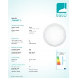 EGLO 83153 | Planet1 Eglo stenové, stropné svietidlo kruhový 1x E27 biela, saténový, priesvitné