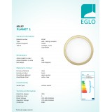 EGLO 83157 | Planet1 Eglo stenové, stropné svietidlo kruhový 1x E27 mosadz, saténový, priesvitné