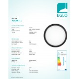EGLO 83159 | Planet1 Eglo stenové, stropné svietidlo kruhový 1x E27 čierna, saténový, priesvitné