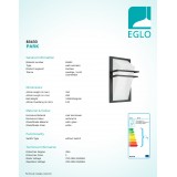 EGLO 83433 | Park Eglo stenové svietidlo 1x E27 IP44 antracit, saténový