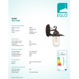 EGLO 83589 | Milton Eglo rameno stenové svietidlo 1x E27 IP44 antické hnedé, priesvitná