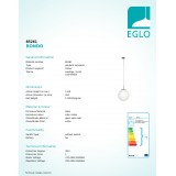 EGLO 85261 | Rondo Eglo visiace svietidlo guľa 1x E27 matný nikel, matný opál
