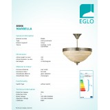EGLO 85856 | Marbella Eglo stropné svietidlo 3x E14 bronzová, šampanské, alabaster