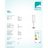 EGLO 85981 | Troy3 Eglo stolové svietidlo 46cm prepínač na vedení 1x E27 matný nikel, biela, saténový