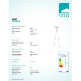 EGLO 86817 | Optica Eglo stojaté svietidlo 157cm nožný vypínač 2x E27 matný nikel, matný opál