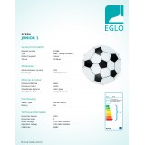 EGLO 87284 | Junior1 Eglo stropné svietidlo 1x E27 čierna, biela