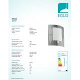 EGLO 88144 | City Eglo stenové svietidlo pohybový senzor 1x E27 IP44 zušľachtená oceľ, nehrdzavejúca oceľ, biela