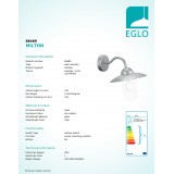 EGLO 88489 | Milton Eglo rameno stenové svietidlo 1x E27 IP44 pozinkovaná, priesvitná
