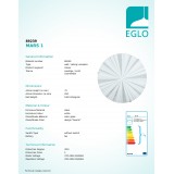 EGLO 89239 | Mars Eglo stenové, stropné svietidlo kruhový 1x E27 saténový, biela