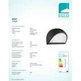 EGLO 89767 | Onja Eglo stenové svietidlo 1x E27 IP44 čierna, priesvitná
