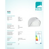 EGLO 89768 | Onja Eglo stenové svietidlo 1x E27 IP44 biela, priesvitná