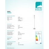 EGLO 89836 | Pinto Eglo stojaté svietidlo 147cm nožný vypínač 1x E27 chróm, biela, priesvitné
