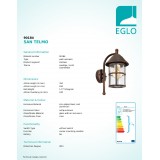 EGLO 90184 | SanTelmo Eglo rameno stenové svietidlo 1x E27 IP23 antické hnedé, priesvitná, efekt kvapky