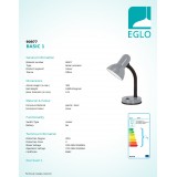 EGLO 90977 | Basic Eglo stolové svietidlo 30cm prepínač flexibilné 1x E27 strieborný, čierna, biela