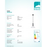 EGLO 91002 | Murcia Eglo visiace svietidlo 1x E27 čierna, alabaster, biela