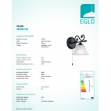 EGLO 91006 | Murcia Eglo rameno stenové svietidlo prepínač na ťah 1x E14 čierna, alabaster, biela