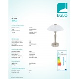 EGLO 91238 | Solo1 Eglo stolové svietidlo 32cm dotykový prepínač s reguláciou svetla regulovateľná intenzita svetla 1x E14 matný nikel, saténový, vzorka