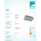 EGLO 91353 | Loke1 Eglo stenové, stropné svietidlo tehla otáčateľný svetelný zdroj 2x GU10 800lm 3000K leštený hliník, čierna, chróm